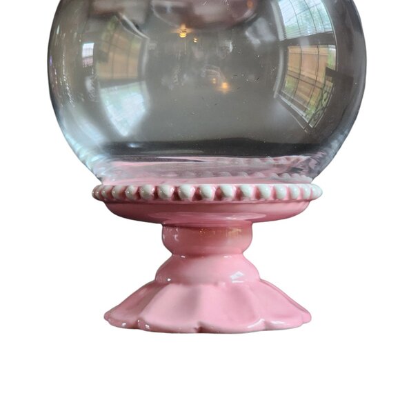 Pink Halloween Ghost Girl W/Candy & Bow Glass Candy jar/Treat Jar NWT Viral - Picture 6 of 10